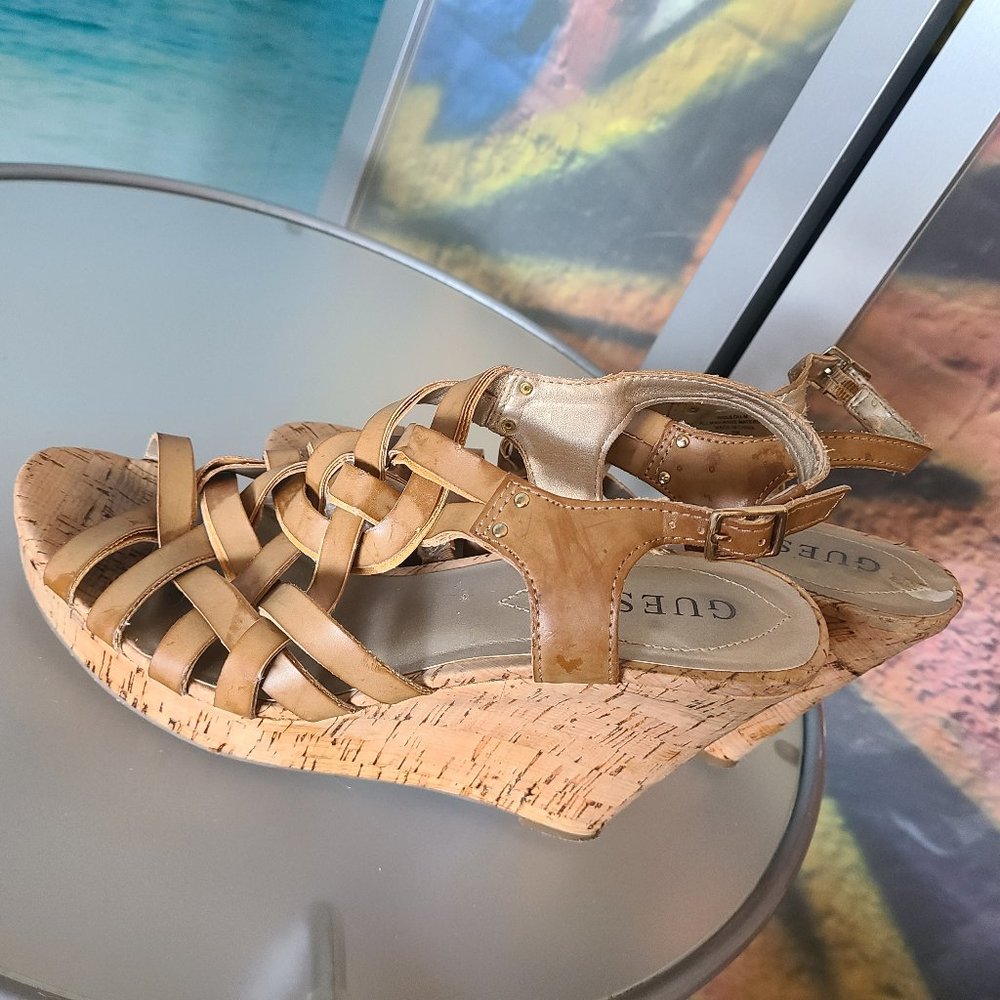 Sandal Cork Wedge Heel Platform Strappy Shoe